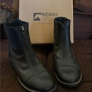 Kids Riding Sport Black Leather Paddock Boots